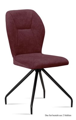 Esszimmerstuhl (2er-Set) Dinnie 51x92x60 Schwarz/Marsala