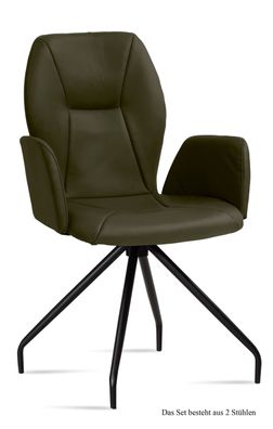 Armlehnstuhl (2er-Set) Dionis 58x92x60 Schwarz/Khaki