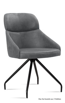 Esszimmerstuhl (2er-Set) Dionne 52x82x63 Schwarz/Grau