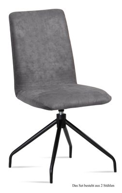 Esszimmerstuhl drehbar (2er-Set) Divona 47x92x60 Schwarz/Grau