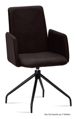 Armlehnstuhl drehbar (2er-Set) Djanna 52x92x60 Schwarz/Espresso