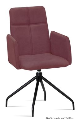 Armlehnstuhl drehbar (2er-Set) Doanna 52x92x60 Schwarz/Marsala