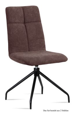 Esszimmerstuhl drehbar (2er-Set) Dniren 47x92x60 Schwarz/Braun