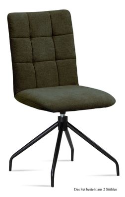 Esszimmerstuhl drehbar (2er-Set) Dolley 47x91x60 Schwarz/Khaki