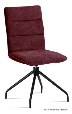 Esszimmerstuhl drehbar (2er-Set) Donata 47x92x60 Schwarz/Marsala