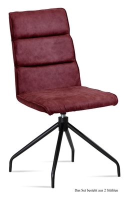 Esszimmerstuhl drehbar (2er-Set) Domini 47x92x60 Schwarz/Marsala