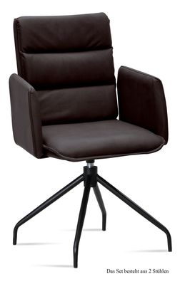 Armlehnstuhl drehbar (2er-Set) Donica 52x92x60 Schwarz/Espresso