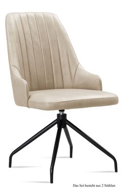 Esszimmerstuhl drehbar (2er-Set) Doreen 52x91x60 Schwarz/Natur