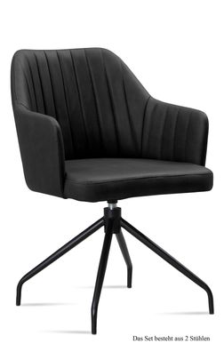 Armlehnstuhl drehbar (2er-Set) Dorena 58x81x60 Schwarz/Anthrazit