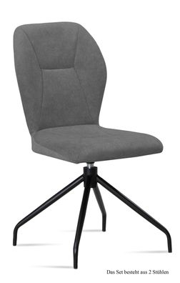 Esszimmerstuhl drehbar (2er-Set) Dorene 51x92x60 Schwarz/Grau