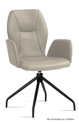 Armlehnstuhl drehbar (2er-Set) Dorett 58x92x60 Schwarz/Natur