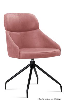 Esszimmerstuhl drehbar (2er-Set) Dorian 52x82x63 Schwarz/Rosewood