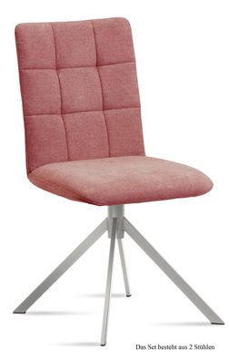 Esszimmerstuhl (2er-Set) Dorise 47x91x60 Edelstahl/Rosewood