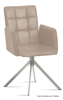 Armlehnstuhl (2er-Set) Dorita 52x91x60 Edelstahl/Natur