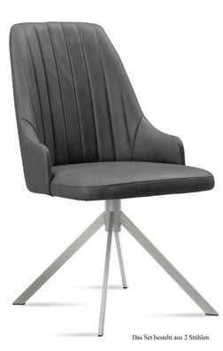 Esszimmerstuhl (2er-Set) Dorrit 52x91x60 Edelstahl/Grau