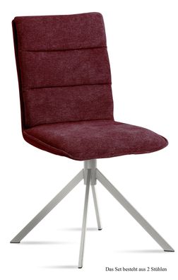 Esszimmerstuhl (2er-Set) Dorota 47x92x60 Edelstahl/Marsala