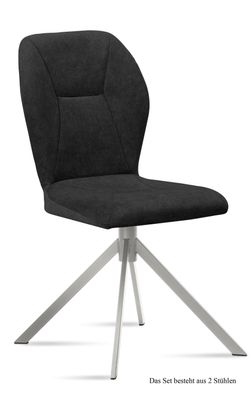 Esszimmerstuhl (2er-Set) Dorthy 51x92x60 Edelstahl/Anthrazit