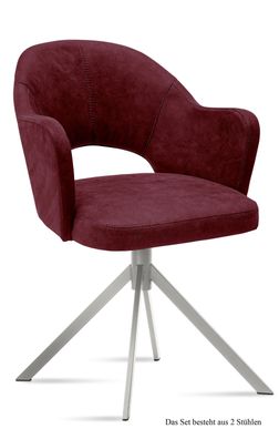 Armlehnstuhl (2er-Set) Dorris 59x87x61 Edelstahl/Marsala