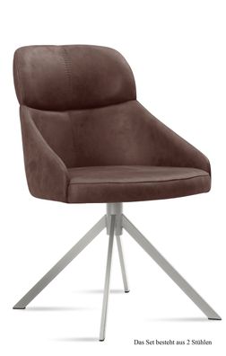 Esszimmerstuhl (2er-Set) Dounia 52x82x63 Edelstahl/Braun