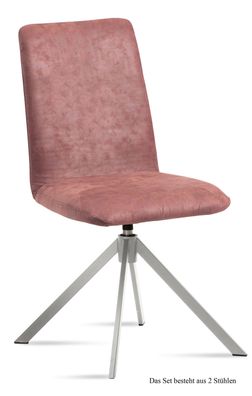 Esszimmerstuhl drehbar (2er-Set) Dozene 47x92x60 Edelstahl/Rosewood