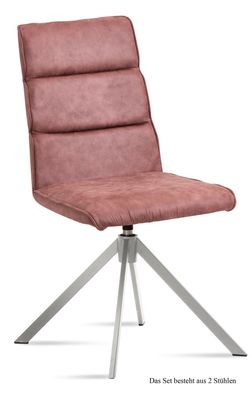 Esszimmerstuhl drehbar (2er-Set) Dulcea 47x92x60 Edelstahl/Rosewood