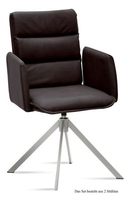 Armlehnstuhl drehbar (2er-Set) Dulsea 52x92x60 Edelstahl/Espresso
