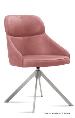 Esszimmerstuhl drehbar (2er-Set) Deeanne 52x82x63 Edelstahl/Rosewood