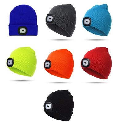 LED beanie with light, USB rechargeable, adjustable brightness headlamp beanie, winte