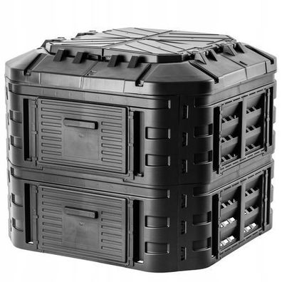 KADAX Komposter mit Deckel aus Kunststoff, mit Druckknöpfen, 600L