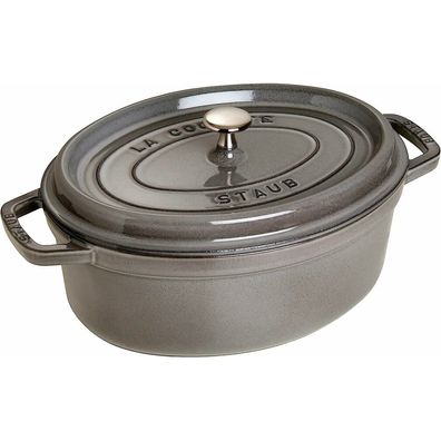 Staub Cocotte oval, Gusseisen emailliert, graphitgrau