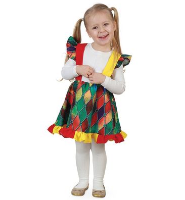 narrenwelt Kostüm Trägerrock Clowni Mädchen Baby Clown 92, 98, 104 Babykostüm