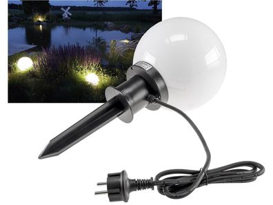 Garten Kugelleuchte Erdspieß "CT-GL20cm"IP44, 230V, 1,5m Kabel, E27 Fassung