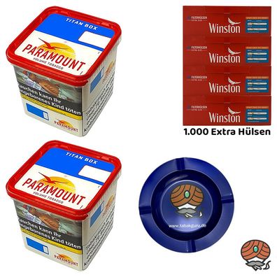 Paramount Volumentabak Titan Box 2x 315g, Winston Extra Hülsen, Metallascher