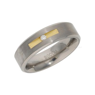 Boccia Ring 0101-08 Titan, Gold plattiert, mit Brillant