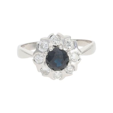 Weißgold 585 Ring Diamant 0,32 ct Saphir Second Hand 253260126 wie neu getragen