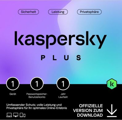 Kaspersky Plus 2025/2026 /1Gerät /1Jahr! (Versand Per Mail)