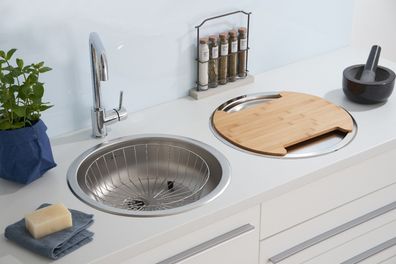 Respekta Rundbeckenset Edelstahl Spülbecken / 1 Becken Einbauspüle in 45 x 45 x 16 c