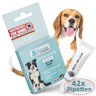 FUTUM 42x1,2ml Flohschutz und Zeckenschutz Spot-On für Hunde