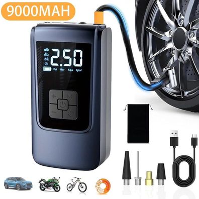 9000mAh Elektrische Luftpumpe Akku Kabellos Auto Reifen Druckluft Luftkompressor