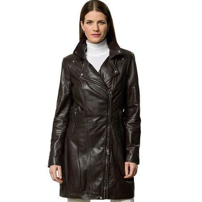 Jilani - Damen Ledermantel Lammnappa chocolate torte