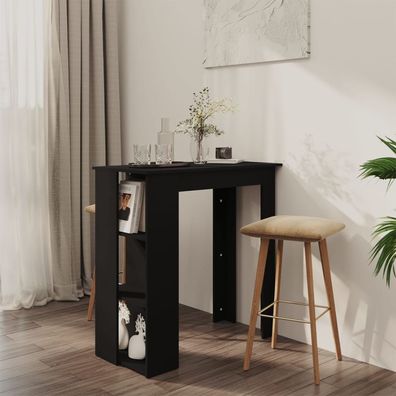 Bartisch | Stehtisch mit Regal Schwarz 102x50x103,5 cm Holzwerkstoff