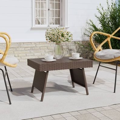 Beistelltisch | Couchtisch Klappbar Braun 60x40x38 cm Poly Rattan