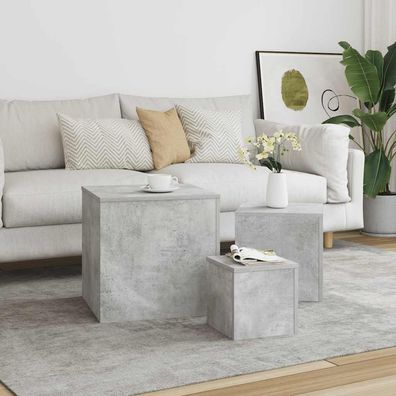 Couchtisch 3er Set | Beistelltisch Betongrau Holzwerkstoff