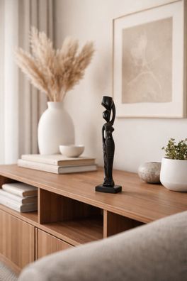 Afrikanische Figur Frau Holzskulptur handgeschnitzt Deko Kunst Afrika Unikat 30