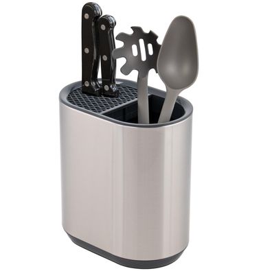 bremermann Messerblock mit Küchen-Utensilienbehälter aus Edelstahl