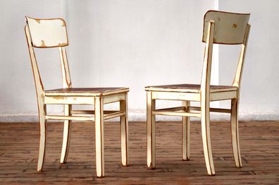 Set 2x Stuhl Shabby Weiß Antik Alt Küche Vintage Holz Landhaus Mid Century 60er