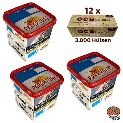 Paramount Volumentabak Giga Box 3x 230g, OCB Eco Tubes / Hülsen