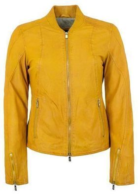 Jilani - Damen Echtleder Lederjacke Lammleder gelb antik
