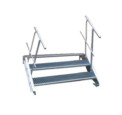 2 Stufen Stahltreppe Breite 60-160cm Geschosshöhe 30 - 40 cm Geländer beidseitig