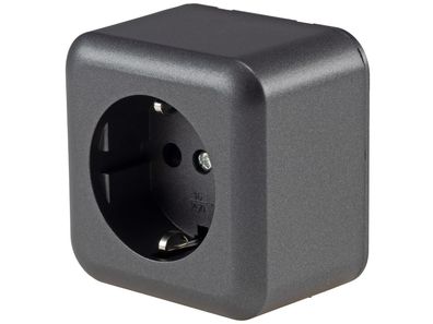 FASKO Schutzkontakt-Steckdose, Anthrazit 250V / 16A, Aufputz, Schraubanschluss